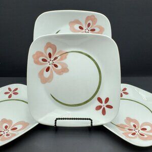 Corelle Pretty Pink Square Luncheon Plates Corning Pink Flowers Lunch Plates